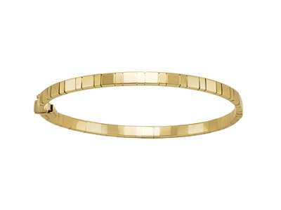Bracciale Rigido Striato Cavo Tubo Rettangolare 4 X 2 Mm, Diametro Interno 59 X 54 Mm, Oro Giallo 18 Kt