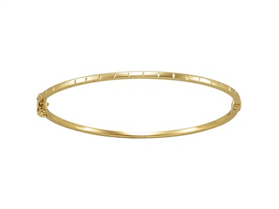 Bracciale Rigido Striato Cavo Tubo Quadrato 2 Mm, Diametro Interno 60 X 55 Mm, Oro Giallo 18 Kt