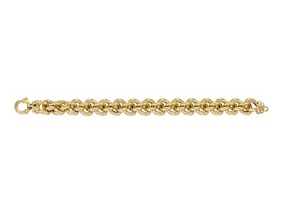 Bracciale Doppia Grumetta Cavo 14 Mm, 20 Cm, Oro Giallo 18 Kt