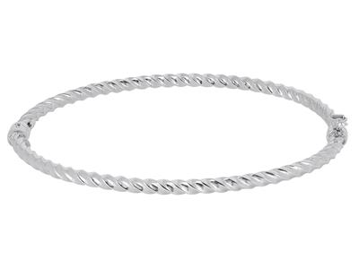 Bracciale Rigido Intrecciato Cavo 3mm, 55x 65 Mm, Oro Bianco 18 Carat I - Immagine Standard - 1