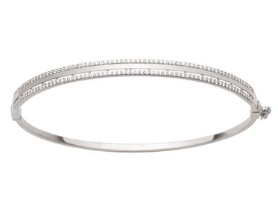 Bracciale 2 File In Ossido Di Zirconio, 65 Mm, Oro Bianco 18 Carati