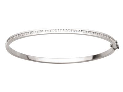 Bracciale Bangle Da 3 Mm, Bordo Liscio, Interno In Ossidi Di Zirconio,63 X 52 Mm, Oro Bianco 18 Carati - Immagine Standard - 1