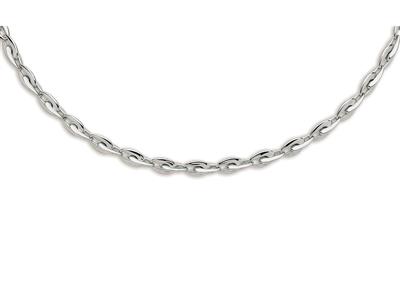 Collana Con Maglie Sfalsate 8,3 Mm, 45 Cm, Oro Bianco 18 Carati - Immagine Standard - 1