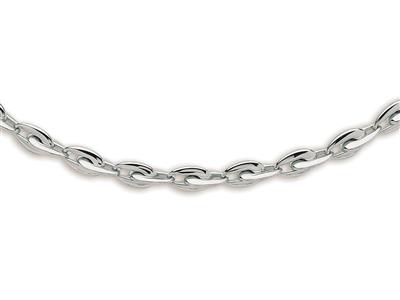 Collana Con Maglie Sfalsate 8,3 Mm, 45 Cm, Oro Bianco 18 Carati - Immagine Standard - 2