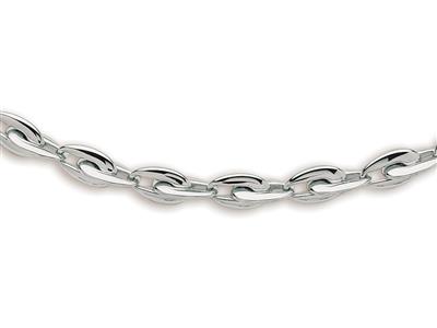 Collana Con Maglie Sfalsate 8,3 Mm, 45 Cm, Oro Bianco 18 Carati - Immagine Standard - 3