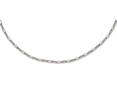 Collana Lunga E Spessa A Maglie Forat 4,20 Mm, 50 Cm, Oro Bianco 18 Carati. Rif.5551
