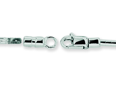 Collana Rotonda Omega 2 Mm, Estremit@ Svitabili, 42 Cm, Oro Bianco 18 Carati Rodiato - Immagine Standard - 3