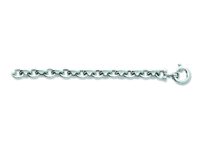Bracciale A Catena Forat Rotondo Cavo 9,70 Mm, 19,50 Cm, Oro Bianco 18 Carati Rodiato