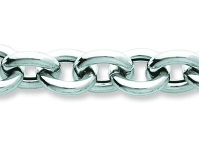 Bracciale A Catena For\at Rotondo Cavo 9,70 Mm, 19,50 Cm, Oro Bianco 18 Carati Rodiato - Immagine Standard - 2