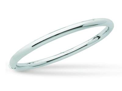 Bracciale Rigido Con Apertura, Filotondo Da 5 Mm, Forma Ovale Da 58 M M, Oro Bianco 18 Carati - Immagine Standard - 1