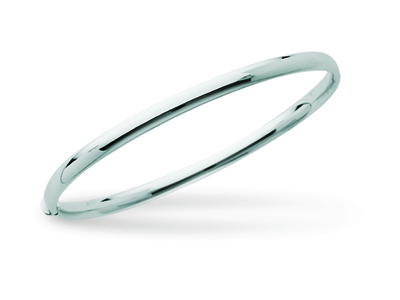 Bracciale Jonc Apribile, Filo Ovaleda 4 Mm, Forma Ovale Da 63 Mm, Oro Bianco 18k Rodiato - Immagine Standard - 1