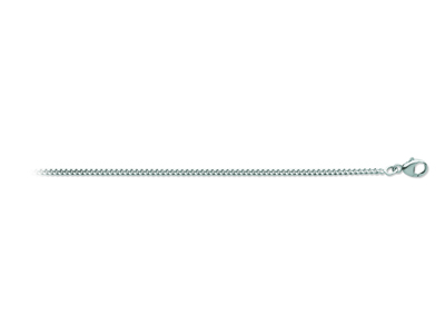 Catena Gourmette Diamantata 1,60 Mm, 45 Cm, Oro Bianco 18 Kt Rodiato - Immagine Standard - 1