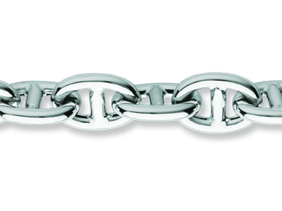 Bracciale For\at Marine A Maglia Cava 10 Mm, 20 Cm, Oro Bianco 18 Carati Rodiato - Immagine Standard - 2