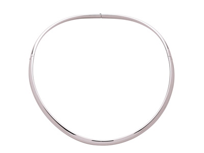 Collana Torque Sezione Ovale 6 Mm, Oro Bianco 18 Carati. Rif. 4703