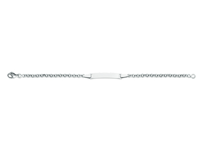 Braccialetto D'identit@ Per Beb} Catena Jaseron, Placca Rettangolare, 14 Cm, Oro Bianco 18 Carati - Immagine Standard - 1