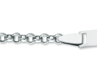Braccialetto D'identit@ Per Beb} Catena Jaseron, Placca Rettangolare, 14 Cm, Oro Bianco 18 Carati - Immagine Standard - 2