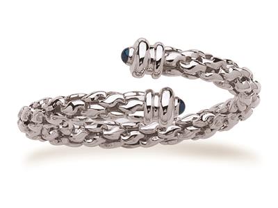 Bracciale Rigido Intrecciato 9 Mm, 60 X 50 Mm, Oro Bianco 18 Carati - Immagine Standard - 1