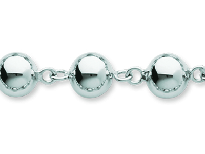 Bracciale Palline Marsigliesi 7 Mm,19 Cm, Oro Bianco 18 Carati Rodiat O - Immagine Standard - 2