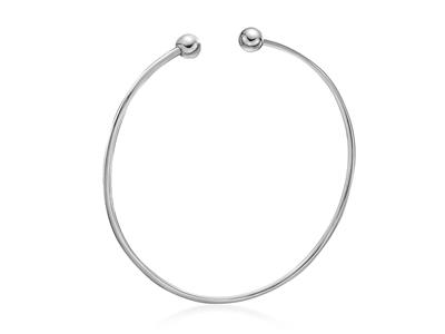 Bracciale Rigido Solido, Filo Tondoda 1,5 Mm, Forma Ovale Da 60 Mm, O Ro Bianco 18 Carati - Immagine Standard - 1