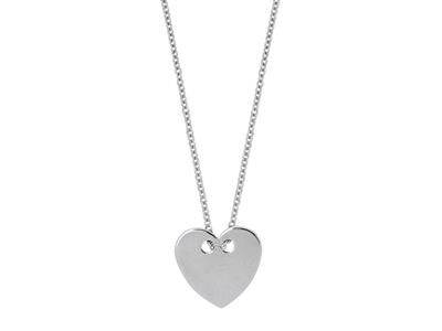 Collana Cuore, Catena 40-42 Cm, Orobianco 18k