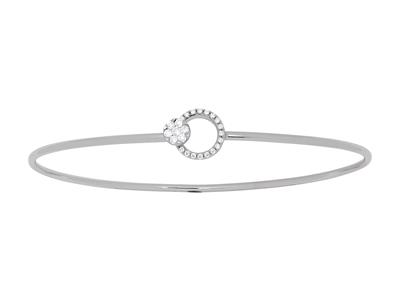 Bracciale Jonc, Cerchio Traforato E Fibbia, Diamanti 0,15 Carati, 58 Mm, Oro Bianco 18 Carati - Immagine Standard - 1