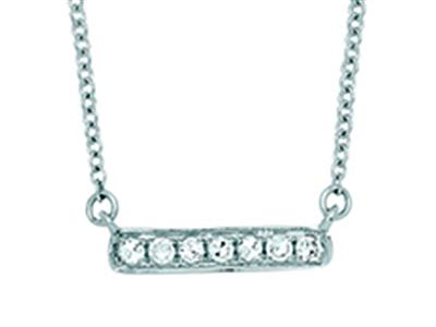 Collana A Barretta Con Diamanti Da 0,05 Ct, Catena Forat Ordinaria, 42-44-45 Cm, Oro Bianco 18 Kt