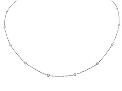 Collana Tennis 10 Diamanti 0,23 Ct,43-45 Cm, Oro Bianco 18 Kt