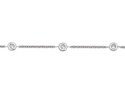 Bracciale Tennis 5 Diamanti 0,11 Ct, 15-17,5 Cm, Oro Bianco 18 Kt - Immagine Standard - 2
