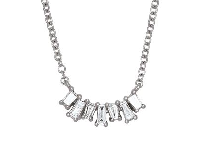 Collana Linea Curva 7 Diamanti 0,22ct, 38-40-42 Cm, Oro Bianco 18k - Immagine Standard - 2