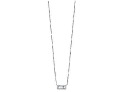 Collana Con Motivo Rettangolare, Baguette Da 0,24 Ct E Diamanti Rotondi, 42-45 Cm, Oro Bianco 18 Carati - Immagine Standard - 1