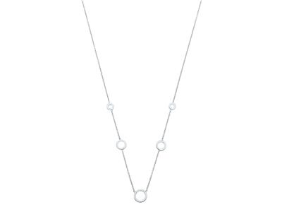 Collana A Catena Rotonda Forat, 5 Cerchi Cadenti, 40-42 Cm, Oro Bianco 18 Carati