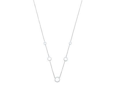 Collana Forçat Rotonda, 5 Cerchi A Goccia, 40-42 Cm, Oro Bianco 18 Ct.