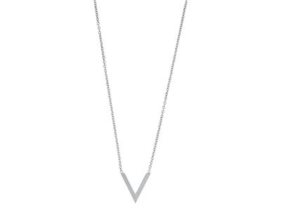 Collana A Catena Forzatina Rotonda,motivo A V, 40-42 Cm, Oro Bianco 1 8 Carati