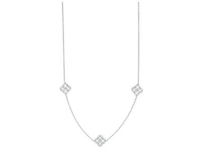 Collana A Catena Rotonda Forat, 3 Motivi Di Cerchi Intrecciati, 38-40cm, Oro Grigio 18k