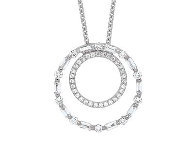 Collana Doppia Cerchio Di Diamanti 0,44ct, 38-40 Cm, Oro Bianco 18 Carati - Immagine Standard - 1