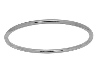 Bracciale Bangle, Filo Tondo Massiccio 3 Mm, 60 X 50 Mm, Oro Bianco 18 Carati - Immagine Standard - 1