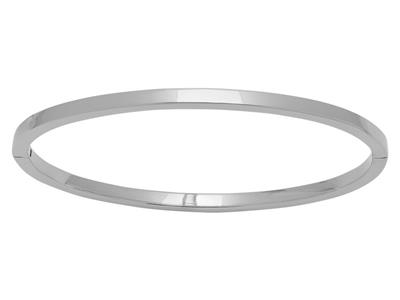 Bracciale Bangle, Filo Quadrato Massiccio 3 Mm, 63 X 53 Mm, Oro Bianco 18 Ct.