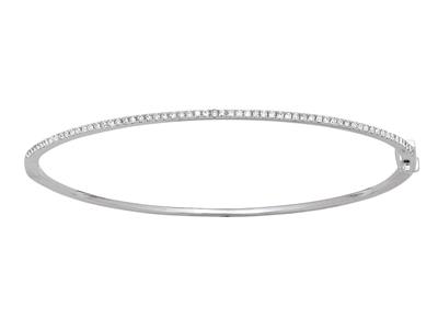 Bracciale Rigido Con Diamanti 0,39 Ct, 60 X 52 Mm, Oro Bianco 18 Kt - Immagine Standard - 1