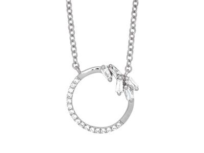 Collana Circolare Con Diamanti Rotondi E Baguette 0,12 Ct, 40-42 Cm, Oro Bianco 18 Carati - Immagine Standard - 1