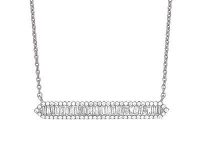 Collana Linea Baguette E Diamanti Rotondi 0,49ct, 40-42 Cm, Oro Bianco 18 Ct. - Immagine Standard - 1