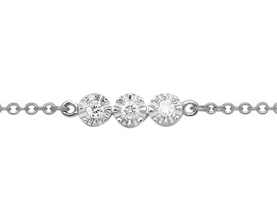 Bracciale Con 3 Pastiglie Montaturaillusione, Diamanti Da 0,03 Ct, 16 -17-18 Cm, Oro Grigio 18k