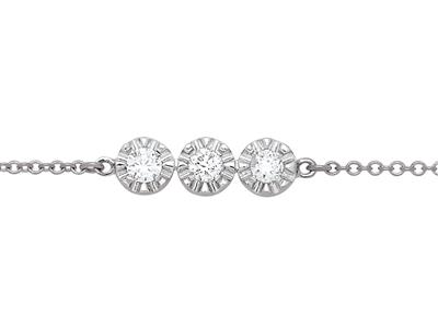Bracciale Con 3 Pastiglie Con Montatura Ad Illusione, Diamanti 0,10 Ct, 16-17-18 Cm, Oro Bianco 18k - Immagine Standard - 2