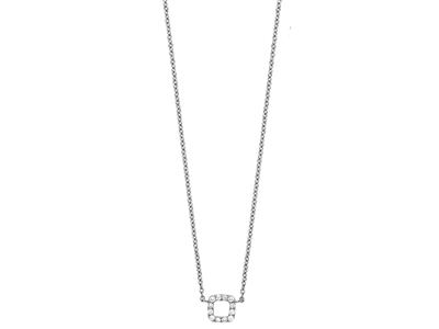 Collana Con Motivo Quadrato Su Catena, Diamanti 0,05ct, 40/42 Cm, Oro Bianco 18 Ct. - Immagine Standard - 1
