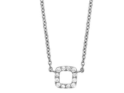 Collana Con Motivo Quadrato Su Catena, Diamanti 0,05ct, 40/42 Cm, Oro Bianco 18 Ct. - Immagine Standard - 2