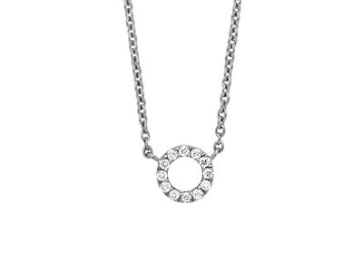 Collana Con Motivo Circle Su Catena, Diamanti 0,05ct, 4042 Cm, Oro Bianco 18 Ct.