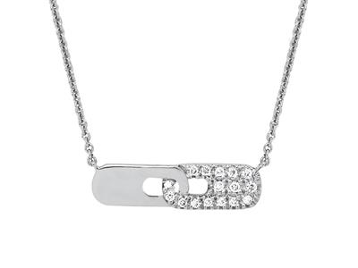 Collana Con Motivo A Maglie Su Catena, Diamanti 0,05 Ct, 4042 Cm, Orobianco 18 Kt