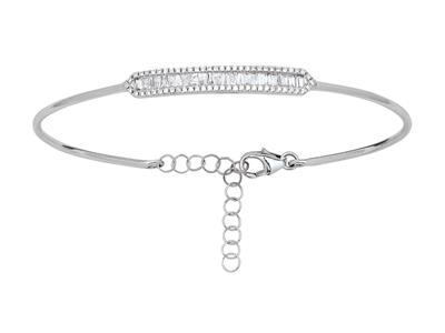 Bracciale Jonc, Diamanti Rotondi E Baguette 0,48 Carati, 58 X 48 Mm, Oro Bianco 18 Carati - Immagine Standard - 1