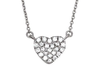 Collana Cuore Con Pav{ Di Diamanti 0,07 Ct, 40-42-44 Cm, Oro Bianco 18kt - Immagine Standard - 2