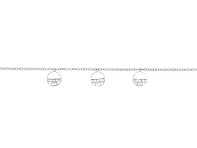 Bracciale Con 3 Pastiglie Di Diamanti 0,07 Ct, Catena For\at Leggera Allungata 16-17-18 Cm, Oro Bianco 1818 Ct. - Immagine Standard - 1
