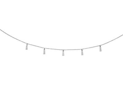 Collana Con 5 Motivi Di Diamanti Da0,15 Ct, Catena Forat Rotonda Sol Ida, 38-40-42 Cm, Oro Bianco 18 Kt 18 Ct.